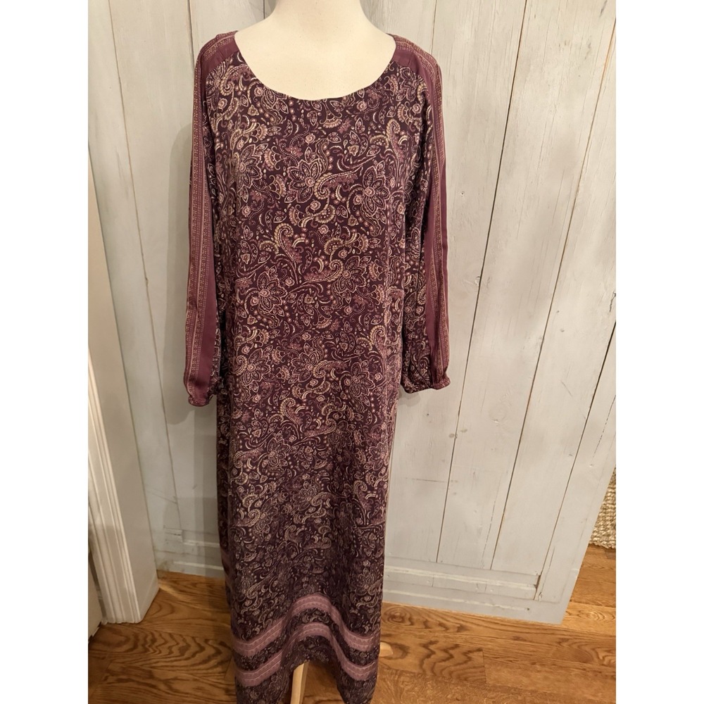 J. Jill Purejill Paisley Print Maxi‎ Dress Purple women's Sz-2X New 129$ Q6